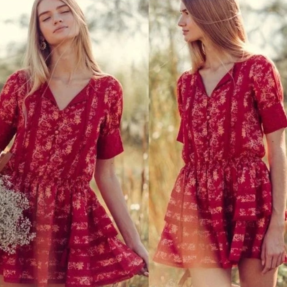 KREWE DU Q Kingston Tiered Boho Mini Dress M